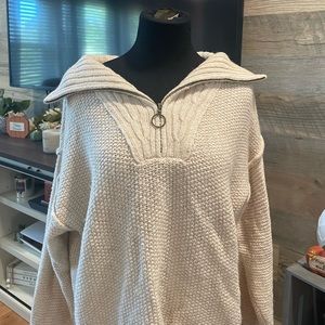 cream sweater/ half zip